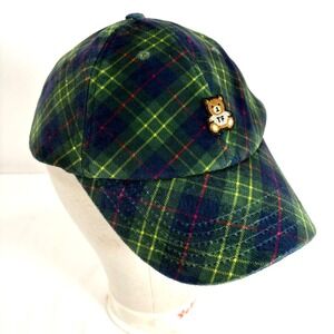 Teddy Fresh Plaid Baseball Cap Bear Logo Adjustable Snapback Green